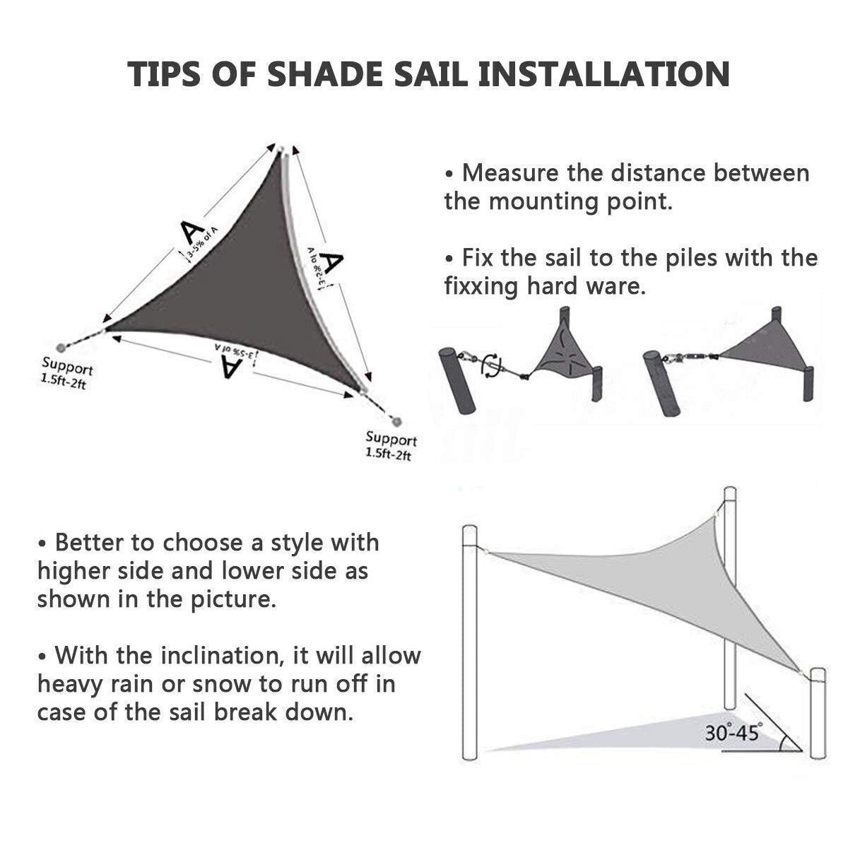 SUNLAX Sun Shade Sail,16&#39;x 16&#39;x 22&#39; Blue Right Triangle Canopy Shades for Outdoor Patio Pergola Cover Sunshade Sails UV Blocking