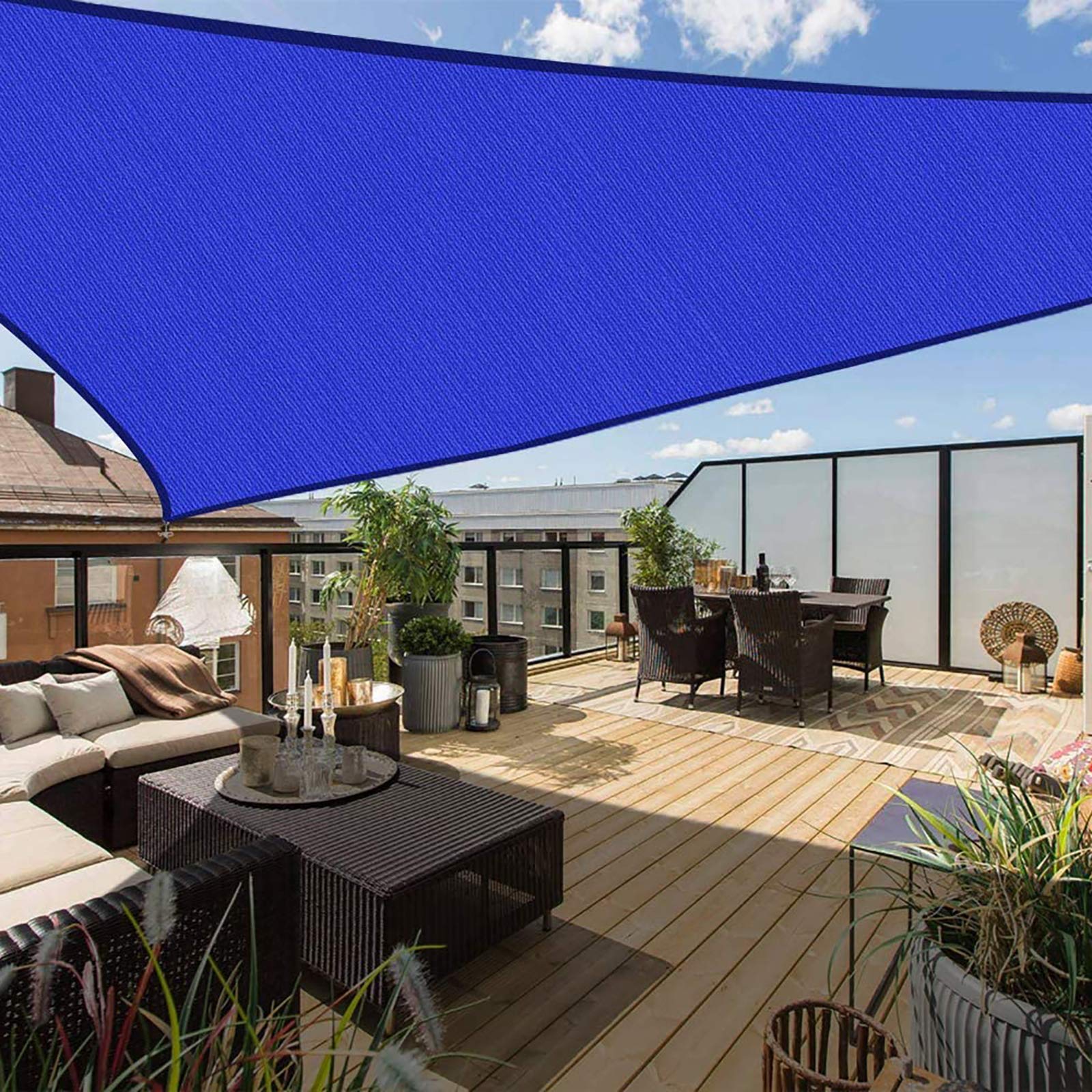 SUNLAX Sun Shade Sail,16&#39;x 16&#39;x 22&#39; Blue Right Triangle Canopy Shades for Outdoor Patio Pergola Cover Sunshade Sails UV Blocking