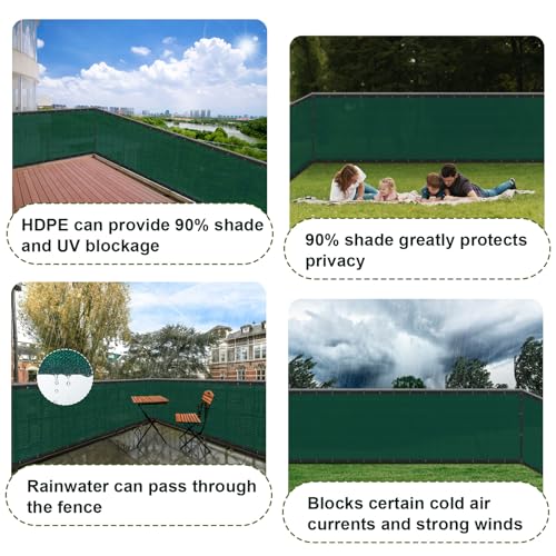SUNLAX Privacy Fence Screen 6x50FT Heavy Duty Mesh Fence Net Cover with Grommets for Patio Porch Pool Backyard Outdoor Chain Link Fence, Dark Green