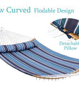 Double Hammock Quilted Fabric No Stand with Strong Curved-Bar Bamboo