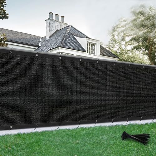 SUNLAX Privacy Fence Screen 6x50FT Heavy Duty Mesh Fence Net Cover with Grommets for Patio Porch Pool Backyard Outdoor Chain Link Fence, Black
